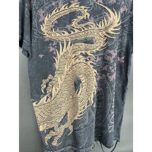 Affliction Men's Cut Series Lonely Dragon T-shirt L Black Distressed Y2k - Picture 4 of 13